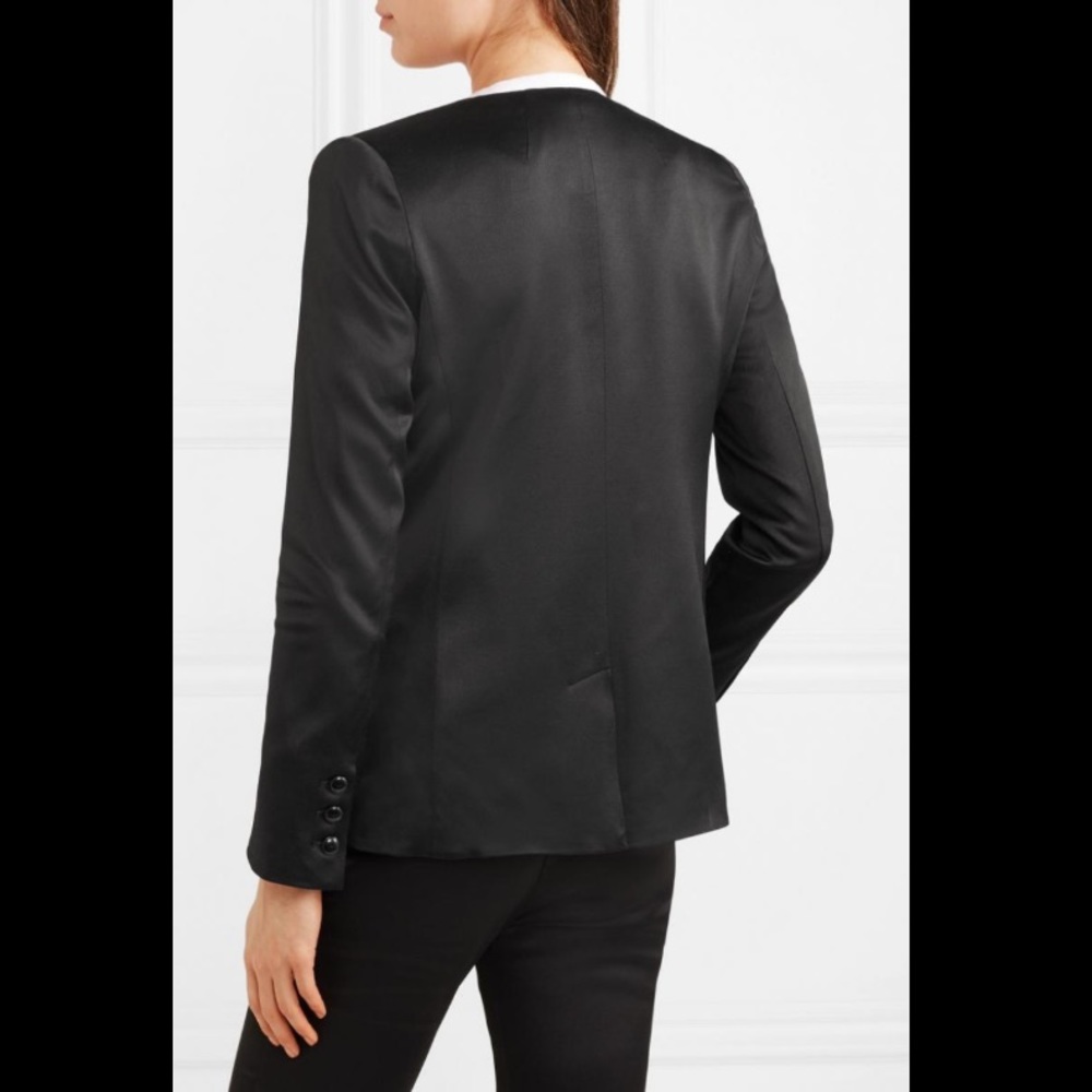 FRAME Black Satin Double Chested Blazer Jacket 0 - Picture 5 of 9